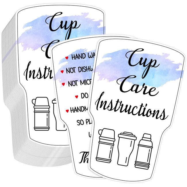 Sureio 200 Pieces Tumbler Cup Cards,Cup Care Instructions Cards, Tumbler Care Cards, Cup of Care Mug Insert for Business, Customer Directions Cards, Online Shop Package Insert (Stylish Style)