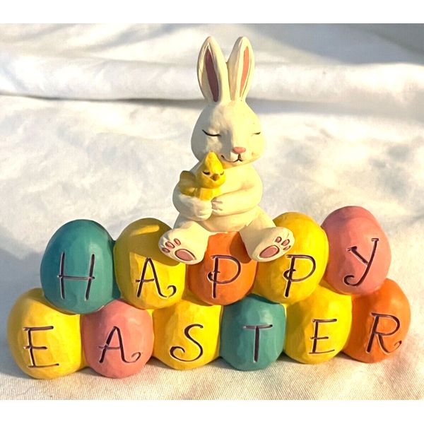 Bunny on Colored Eggs- HAppy Easter