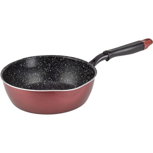 Wahei Freiz Neo RB-1746 Mega Fukka Deep Frying Pan, Like a Pot, 9.4 inches (24 cm), Induction Heat/Gas Compatible, Quick Marble, Fluororesin Treatment to Edges, Bake, Boil, Simmer, Fry