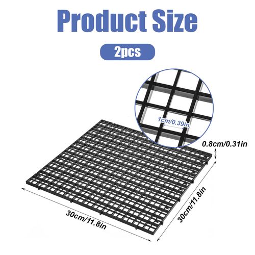 2 PCS 30x30cm Black Aquarium Divider Trays, 11.8x11.8In Plastic Fish Tank Divider Grid Isolate Board Dividers Aquarium Filter Bottom Tray Egg Crate for DIY Filtration Bottom Protection in Aquascaping