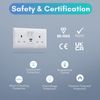 USB C Socket | 20W Super Fast Charging | PD, QC 4.0 | VELTZ Pro | Double Plug Wall Socket 13A 2 Gang | White (3 Pack)