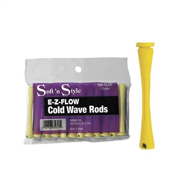 ST-356-YLSH BEAUTY SALON EZ COLD WAVE HAIR PERM RODS - 1 DOZEN YELLOW SHORT