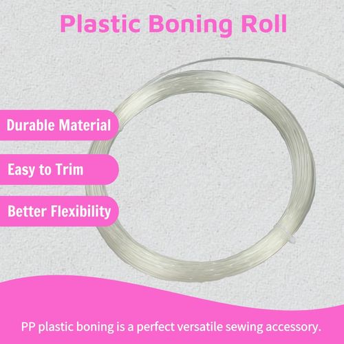 Transparent Plastic Boning Roll, 2mm-4.2mm PP Corset Strips Webbing Boning, 10.9 Yard Lengths for Lingerie, Dresses & DIY Sewing Supplies Gift for Sewing Fans (Transparent, 2 mm)