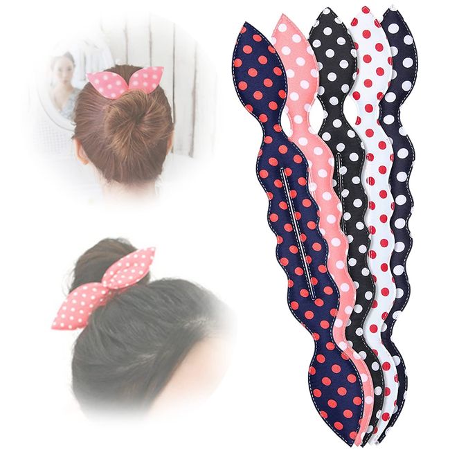 Haarknotenmacher – 4 Stück Deft Bun Magic Rabbit Ear Sponge Foam Donut Carlin Twist Haar Ponyo Styling Curl Bun Maker Flexible Wiederverwendbare Dutt Crown Twister