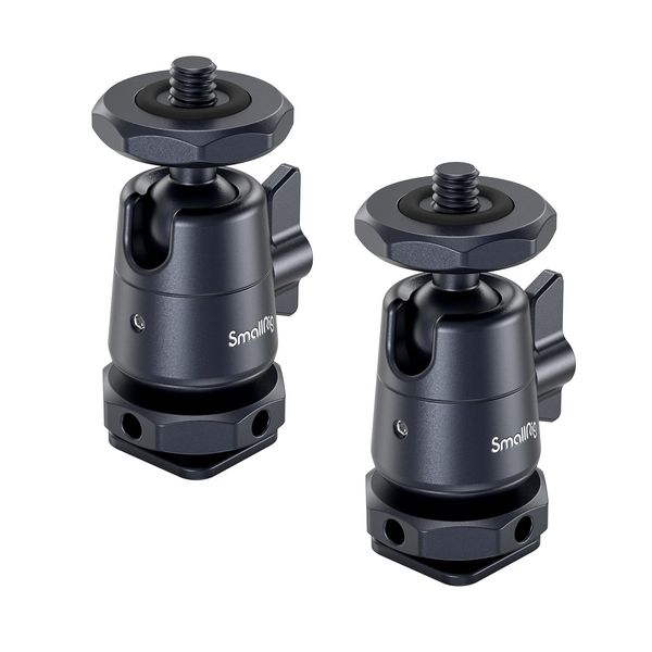 SMALLRIG mini Ball Head (2er-Pack) mit 1/4"-Schraube und abnehmbarer Schuhhalterung, 360 Grad drehbarer Aluminium-Stativkopf für Kamerastative, Einbeinstative, Camcorder, max. Belastung 1,5kg - 2948B