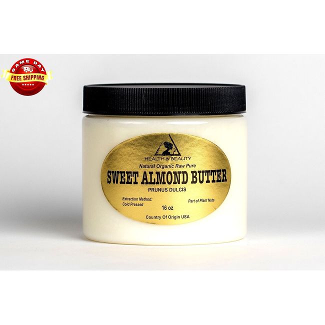 SWEET ALMOND BUTTER ORGANIC by H&B Oils Center COLD PRESSED 100% PURE 64 OZ