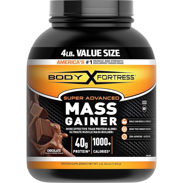 Body Fortress Super Advanced Mass Gainer, Chocolate Protein plus Surplus Calorie