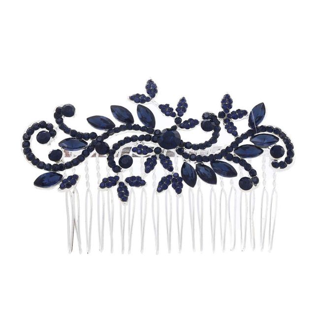 Lurrose Wedding Hair Comb Blue Rhinestone Hair Comb Hairpin Bride Vintage Flower Crystal Overtone Bridal Hair Accessories for Bridal Bridesmaid