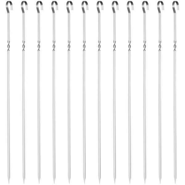 GWHOLE Barbecue Skewers, BBQ Tool, Grilling Skewers, Camping, Stainless Steel, 12 Pieces, Barbecue Fork, BBQ Supplies, 15.4 inches (39 cm), Outdoor