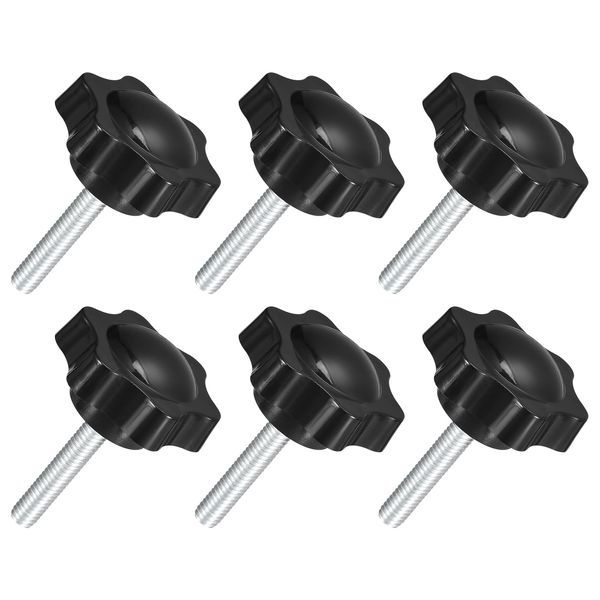 uxcell Set of 6 M6 x 30mm Star Knobs Plastic Hexagon Clamping Knob Screws Hand Tighten Replacement Knobs Umbrella Base Replacement Knobs