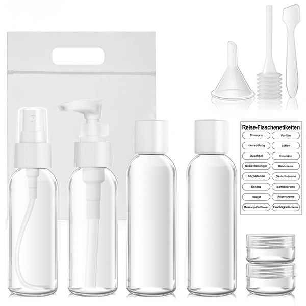 MORICOH 11 Stücke Reise Flaschen Set, 60ml Auslaufsichere Reise Container, Leak Proof Reiseflaschen, Nachfüllbare Leere Reiseflaschen für Kosmetik Flugzeug (Transparent)