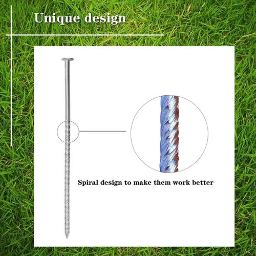 Uitose 10 Count Outdoor Rv Rug Stakes, Stainless Steel Spiral Patio Mats Stakes, Used for Fixing Rugs, Tents, Tarps, and RV Mats, Rv Camping Accessories for Outside,Camper Must Haves