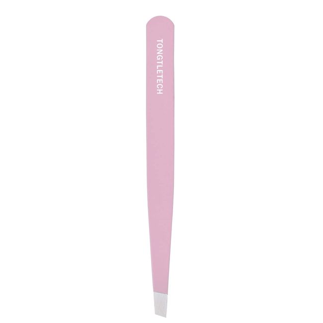 Slant Tweezers – Precision Slant-Tip Pink Eyebrow Tweezer Stainless Steel Facial Hair Plucking for Men and Women