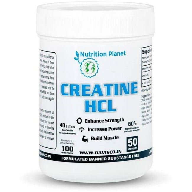 Nutrition Planet Creatine HCL for Pre Post Workout Recovery Unflavored 100Gm