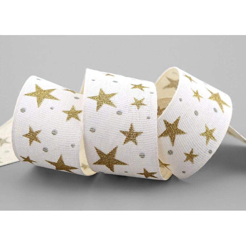 Decorative Ribbon Stars Cotton White Gold Sustainable Natural Friendly ...
