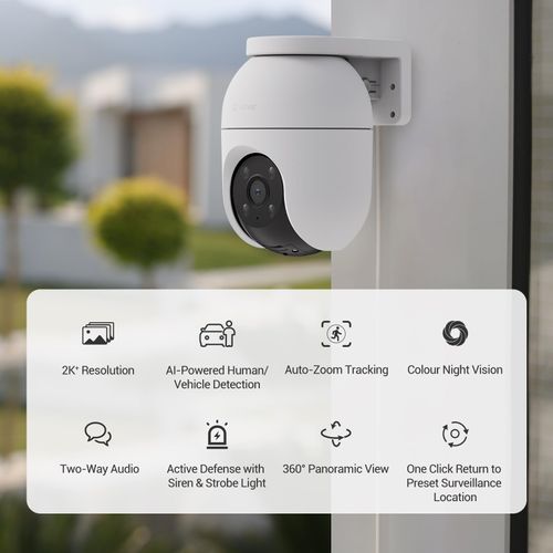 EZVIZ 2.5K Security Camera Outdoor, Starlight Colour Night Vision, Human/Vehicle Detection, Auto-Tracking, PTZ 360°, Home CCTV System, WiFi Camera, Work With Alexa/Google, Cloud/SD Card (C8c 4MP)