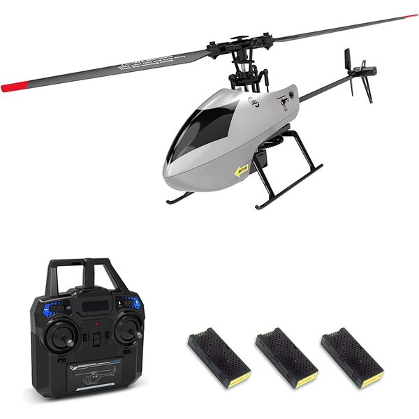 GoolRC C129 V2 RC Helicopter, 4 Channel Remote Control Helicopter with 6-Axis Gyro, 2.4GHz RC Aircraft with 3D Flips, Altitude Hold, One Key Take Off/Landing and 3 Batteries for Adults and Beginners