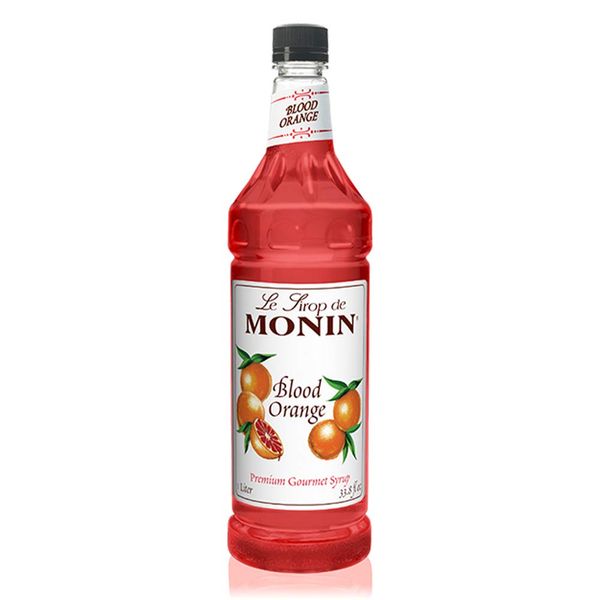 Monin - Blood Orange Syrup, Berry Citrus Flavor, Natural Flavors, Great for Cocktails, Mocktails, and Lemonades, Non-GMO, Gluten-Free (1 Liter)