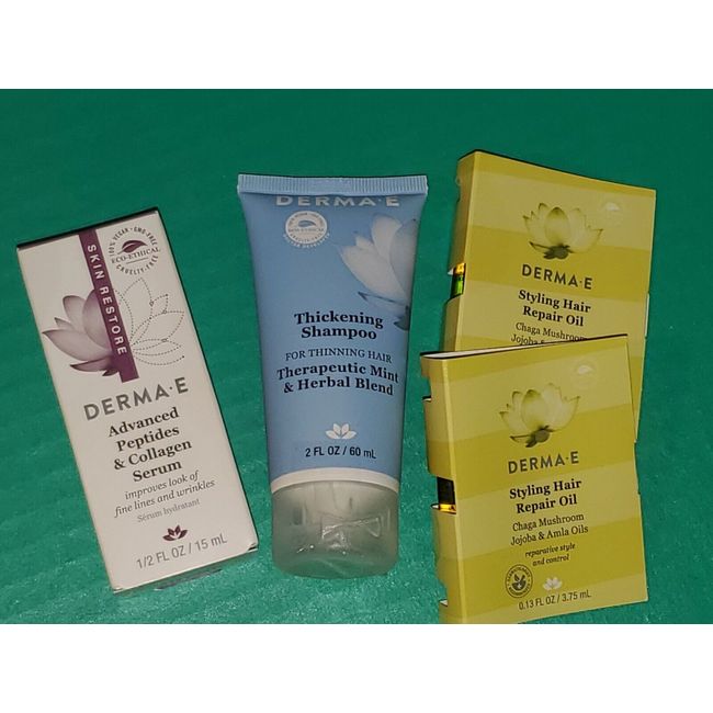 Derma•E 4 pc Travel/Sample Lot w/Peptides & Collagen Serum .5 Oz! Free Shipping!