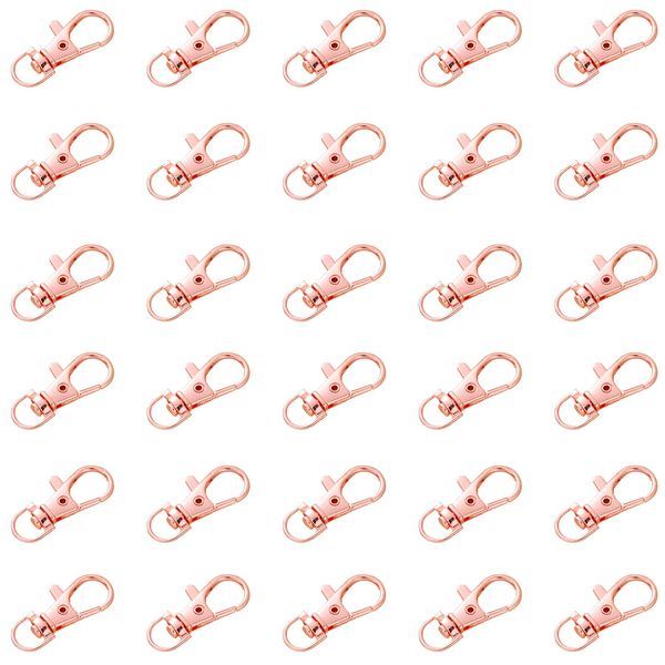 Mcoser 30Pcs Metal Swivel Lobster Clasps Swivel Lanyard Snap Hooks Keychain Clip Hook for Jewellery Crafts Lanyard Key Rings, Rose Gold