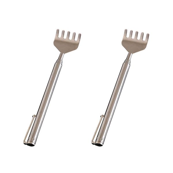 Grandchild Hand Telescopic Back Stirrer, Set of 2, Maximum Length 19.7 inches (50 cm), Lightweight, Compact, Portable, Back Scratcher, Telescopic, Stainless Steel, Adjustable Length, Elderly, Respect