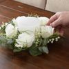 11" Artificial Creamy White Rose Floral Candle Ring