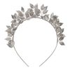 Anglacesmade Bridal Leaf Tiara Crown Silver Leaf Headband Handmade Leaf Headpiece for Wedding Prom Party Festival Hair Jewelry (Silver)