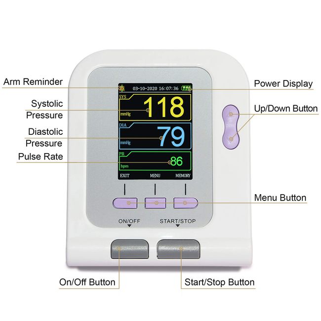 CONTEC 08A Fully Automatic Digital Upper Arm Blood Pressure Monitor Adult,  Child, Pediatric Modes & Cuffs(3 Cuffs)