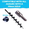 Auger adapter for drill: hexagon socket (HEX) 12mm for digging holes stakes, posts, fencing