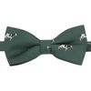 King & Priory Dark Green Embroidered Cow Bow Tie