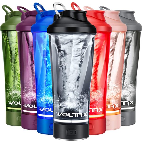 VOLTRX Premium Electric Protein Shaker Bottle, Made with Tritan - BPA Free - 24 oz Vortex Portable Mixer Cup/USB Rechargeable Shaker Cups for Protein Shakes (Black)