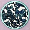 Dark Blue Great Wave Embroidered Badge Iron-on or Sew on Patch