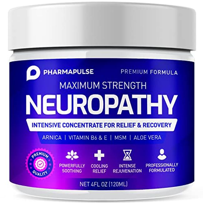Neuropathy Nerve Therapy & Relief Cream - Maximum Strength Relief Cream for Foot, Hands, Legs, Toes Includes Arnica, Vitamin B6, Aloe Vera, MSM - Scientifically Developed for Effective Relief 4oz