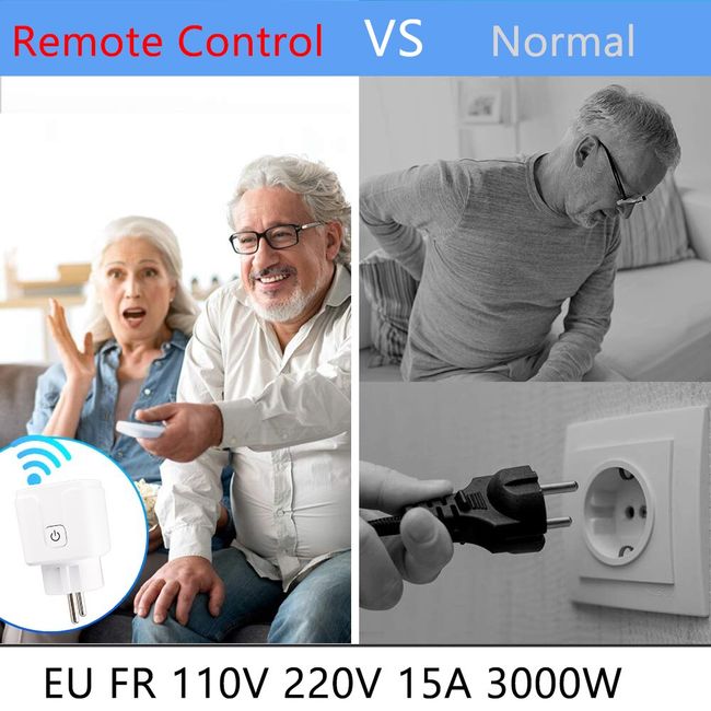Wireless Remote Control 15A 220VAC Power Outlet European Standards Plug  Socket