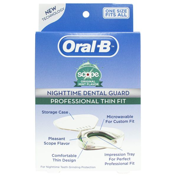 Oral-B Nighttime Dental Guard, Less Than 3-Minutes for Custom Teeth Grinding Protection with Scope Mint Flavor, Standard