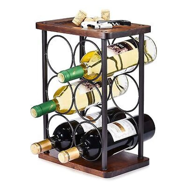 ALLCENER Countertop Wine Rack, Wood Wine Bottle Holder, Perfect for Home Deco...