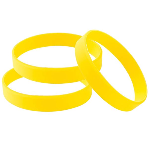 100PCS Blank Silicone Wristbands Elastic Universal Bracelets Rubber Wholesale Bracelet bands bulk for Adults Men Women Yellow