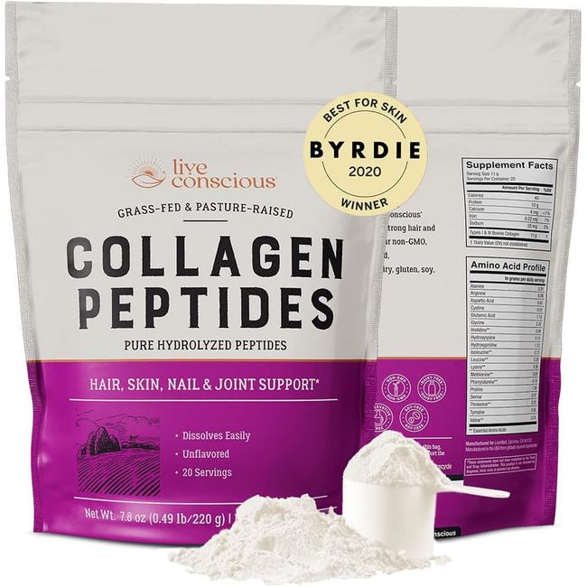 Collagen Powder by Live Conscious | Hydrolyzed Collagen Peptides Type I & III |