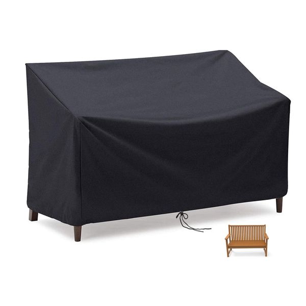 Flymer 2/3/4 Seater Bench Cover, Waterproof and Windproof and Tear proof 210D Oxford Fabric Anti-UV Furniture Cover for Outdoor Patio Bench - Black (3 seater)