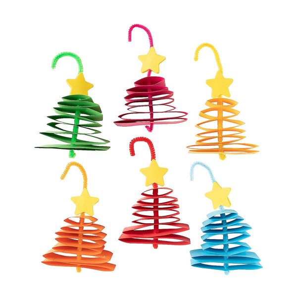 Bright Paper Christmas Tree Ornament Craft Kit - Makes 12