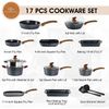 17 Piece Cookware Set Nonstick Granite Coated Pots and Pans Set Bakeware Black