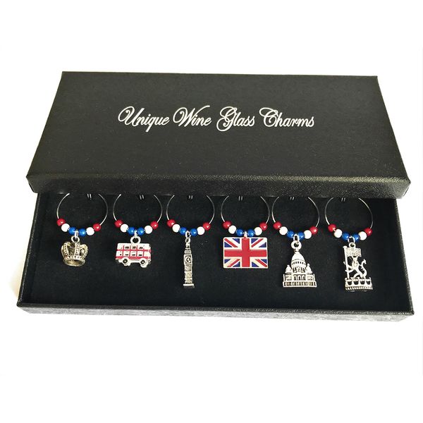 Libby's Market Place London Wine Glass Charms with Gift Box