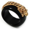 Avalaya Black Resin Crystal 'Tiger' Bangle (Gold Tone)
