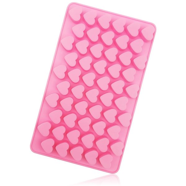 ALLY-MAGIC Heart Shaped Silicone Mould, Mould for Wax Melts, 55 Heart Sweet Mould for Love DIY Baking Cake Food Chocolate Jelly Mini Soap Candy Molds for Christmas Valentine's Day Y6-XXBM (Pink)