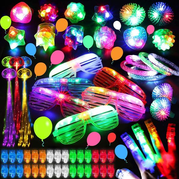 ANNILA 88pcs LED Light Up Toys Party Favors Glow in The Dark Party Supplies, Glow Stick Party Pack………