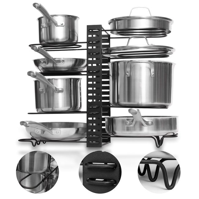 Geekdigg 8+ Pantry & Countertop Pot & Pan Organizer Rack