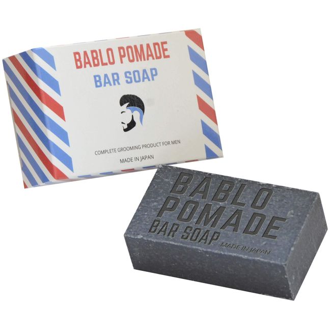 BABLO POMARD Bar Full Body Shampoo for Men, Solid Soap, Persimmon Shibu, Kakitannin, Mud and Charcoal, Additive-Free