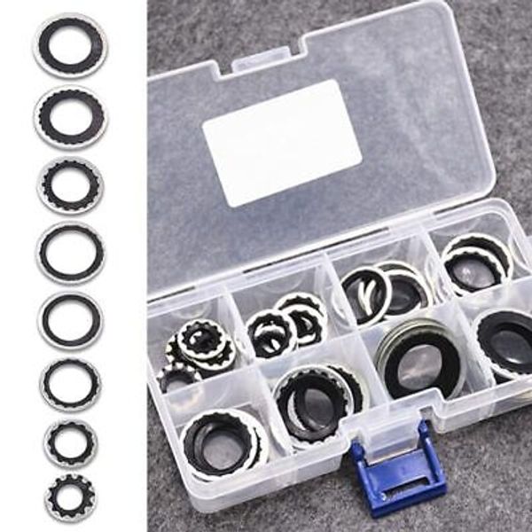 Car Air Conditioning Compressor Port Gasket Kit, High Hardness 30 PCS Black