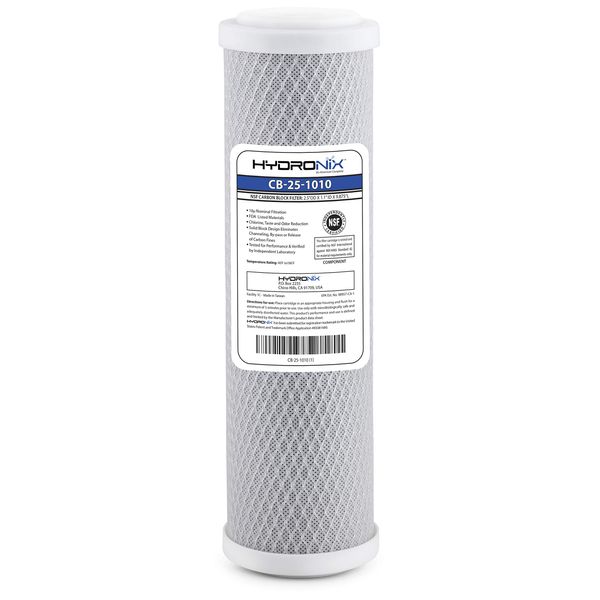 Hydronix CB-25-1010 Reverse Osmosis & Drinking Filter Systems NSF Coconut Carbon Block Water Filter 2.5 x 10-10 Micron