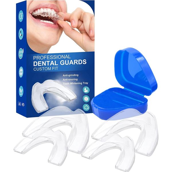 Mouth Guard for Teeth Grinding and Clenching, 4 Pack Sleeping Mouth Guard for Clenching Teeth at Night, Stops Bruxism, Reusable Mouth Guards Grinding Teeth for Adults & Kids